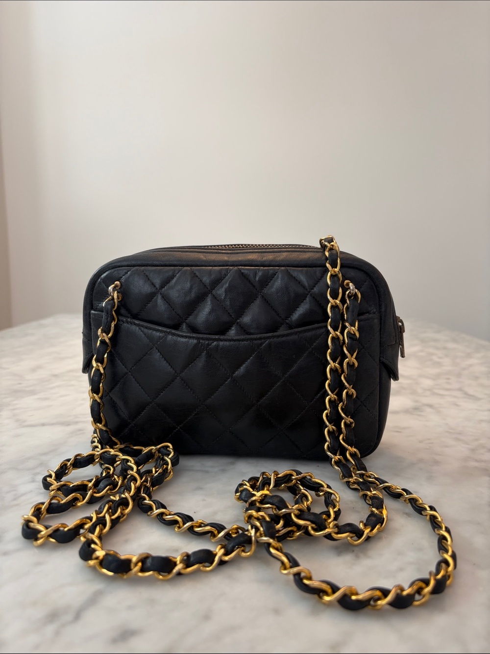 CHANEL small Dark Navy Vintage Camera Bag of Karl Lagerfeld’s tenure